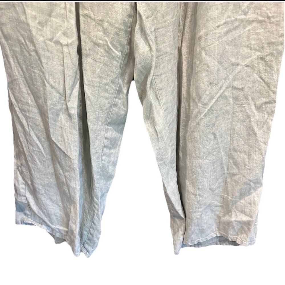 FLAX Green Boho Lagenlook Coastal Grandma Wide Leg Linen Pants XL/2XL - Picture 4 of 9